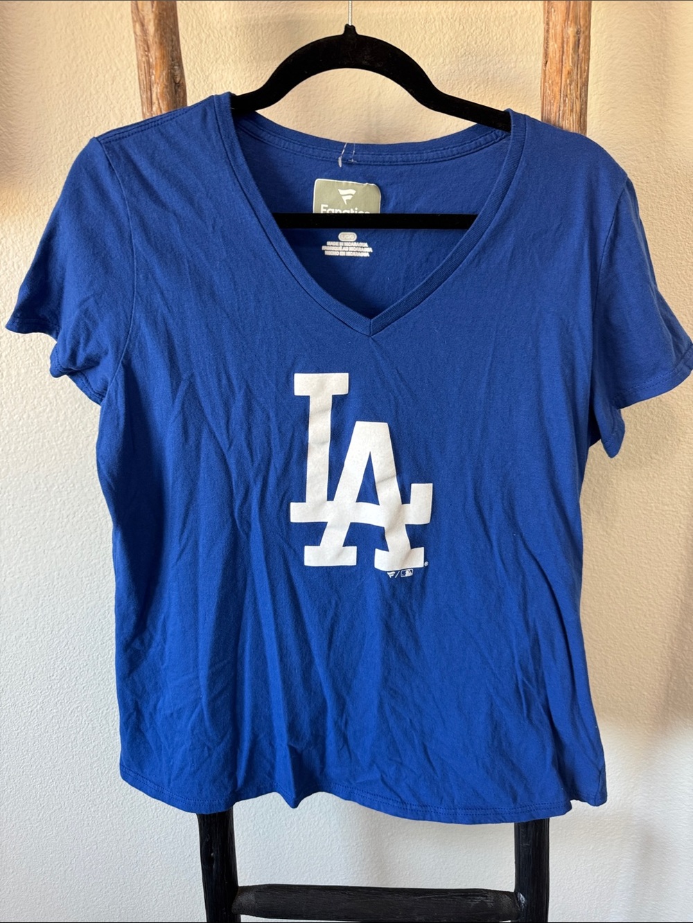 Fanatics Los Angeles Dodgers Royal Blue V-Neck Tee with White LA Logo